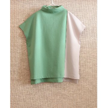 さらり快適＊配色＊モックネックトップス＊ドルマン風＊シワになりにくい＊ストレッチカットソー＊d-tp3006の画像