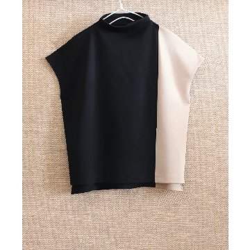 さらり快適＊配色＊モックネックトップス＊ドルマン風＊シワになりにくい＊ストレッチカットソー＊d-tp3006の画像