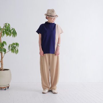 さらり快適＊配色＊モックネックトップス＊ドルマン風＊シワになりにくい＊ストレッチカットソー＊d-tp3006の画像