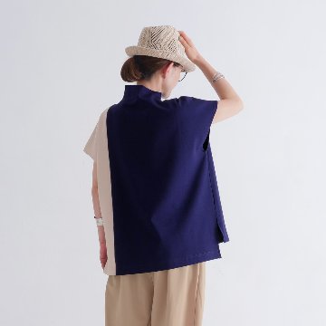 さらり快適＊配色＊モックネックトップス＊ドルマン風＊シワになりにくい＊ストレッチカットソー＊d-tp3006の画像