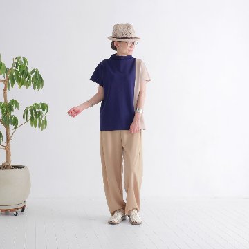 さらり快適＊配色＊モックネックトップス＊ドルマン風＊シワになりにくい＊ストレッチカットソー＊d-tp3006の画像