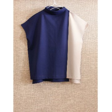 さらり快適＊配色＊モックネックトップス＊ドルマン風＊シワになりにくい＊ストレッチカットソー＊d-tp3006の画像
