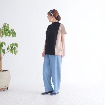 さらり快適＊配色＊モックネックトップス＊ドルマン風＊シワになりにくい＊ストレッチカットソー＊d-tp3006の画像