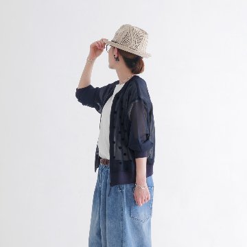 さらり軽やか＊大人のシアーブルゾン＊ドット柄＊シワになりにくい＊透け感＊ライトアウター＊ジップアップ＊d-jk3007の画像