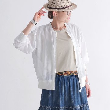 さらり軽やか＊大人のシアーブルゾン＊ドット柄＊シワになりにくい＊透け感＊ライトアウター＊ジップアップ＊d-jk3007の画像