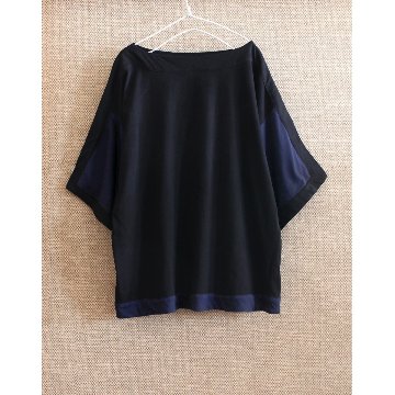 無地×配色＊ちょっと個性的なポンチョ風＊ゆったりトップス＊ワイドスリーブ＊綿100％＊d-tp532の画像