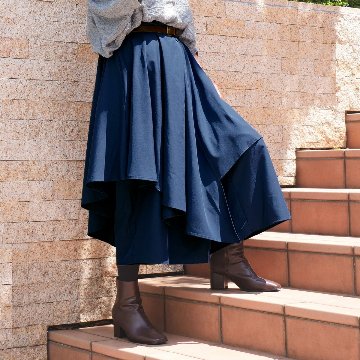 個性的なレイヤードスタイル＊アシンメトリー＊重ね着風ワイドボトム＊ゆったりパンツ＊d-pn3005の画像