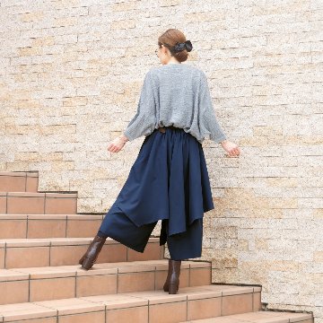 個性的なレイヤードスタイル＊アシンメトリー＊重ね着風ワイドボトム＊ゆったりパンツ＊d-pn3005の画像