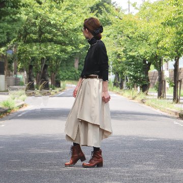 個性的なレイヤードスタイル＊アシンメトリー＊重ね着風ワイドボトム＊ゆったりパンツ＊d-pn3005の画像