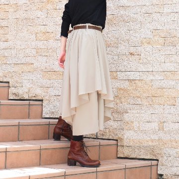 個性的なレイヤードスタイル＊アシンメトリー＊重ね着風ワイドボトム＊ゆったりパンツ＊d-pn3005の画像