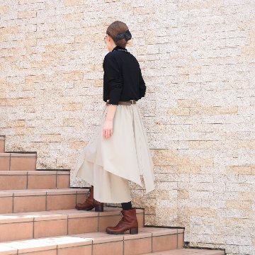 個性的なレイヤードスタイル＊アシンメトリー＊重ね着風ワイドボトム＊ゆったりパンツ＊d-pn3005の画像