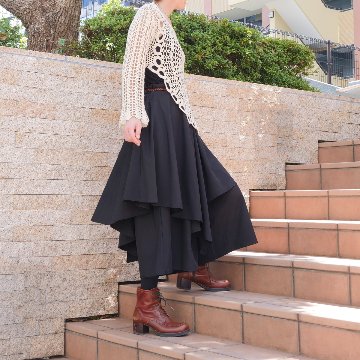 個性的なレイヤードスタイル＊アシンメトリー＊重ね着風ワイドボトム＊ゆったりパンツ＊d-pn3005の画像