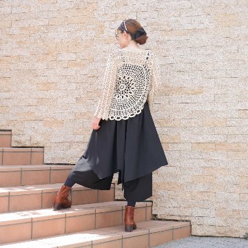 個性的なレイヤードスタイル＊アシンメトリー＊重ね着風ワイドボトム＊ゆったりパンツ＊d-pn3005の画像