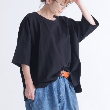 ゆったりワイドシルエット＊ドルマン風＊7分袖カットソー＊綿100％＊サイドスリット＊d-tp506の画像