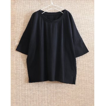ゆったりワイドシルエット＊ドルマン風＊7分袖カットソー＊綿100％＊サイドスリット＊d-tp506の画像