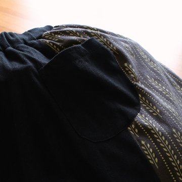 リーフ柄が映える＊重ね着風＊前開きデザイン＊ワイドパンツ＊ゆったり楽ちん＊すっきり見え＊個性的＊d-pn519の画像