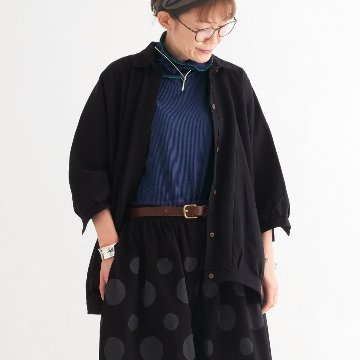 ビッグシルエット＊裏面起毛＊7分袖＊ゆったりシャツジャケット＊ドルマン風＊綿素材＊d-tp503-wの画像