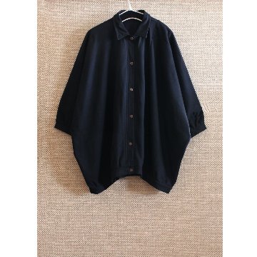 ビッグシルエット＊裏面起毛＊7分袖＊ゆったりシャツジャケット＊ドルマン風＊綿素材＊d-tp503-wの画像
