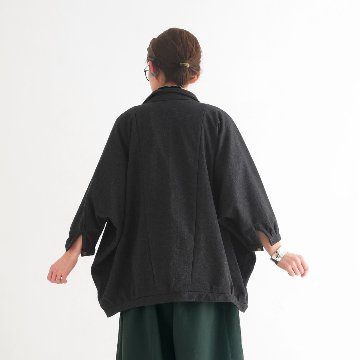 ビッグシルエット＊裏面起毛＊7分袖＊ゆったりシャツジャケット＊ドルマン風＊綿素材＊d-tp503-wの画像