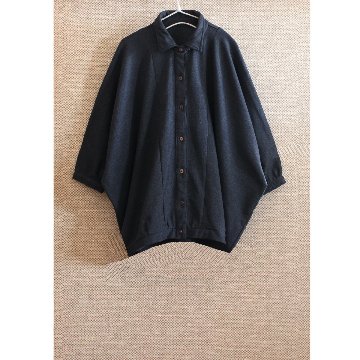 ビッグシルエット＊裏面起毛＊7分袖＊ゆったりシャツジャケット＊ドルマン風＊綿素材＊d-tp503-wの画像