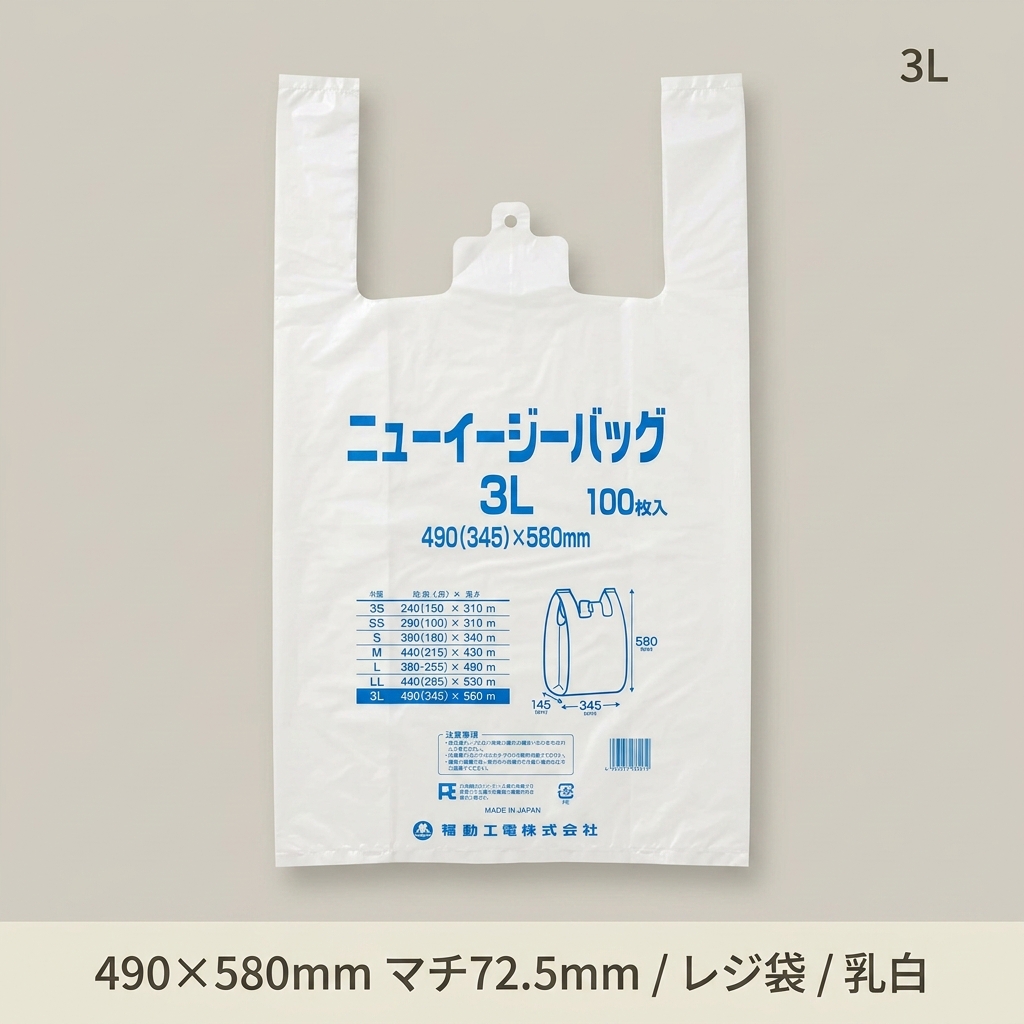 ニューイージーバッグ3L　乳白(100枚入)の画像