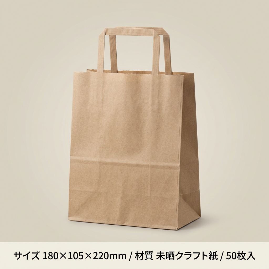 HEIKO 手提げ紙袋 25チャームバッグ (平手)18-1 未晒無地(300枚入)の画像
