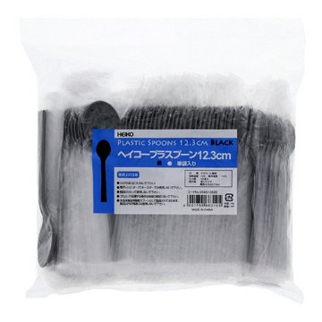 プラスチックスプーン12.3cm 単袋 黒(100本入)の画像