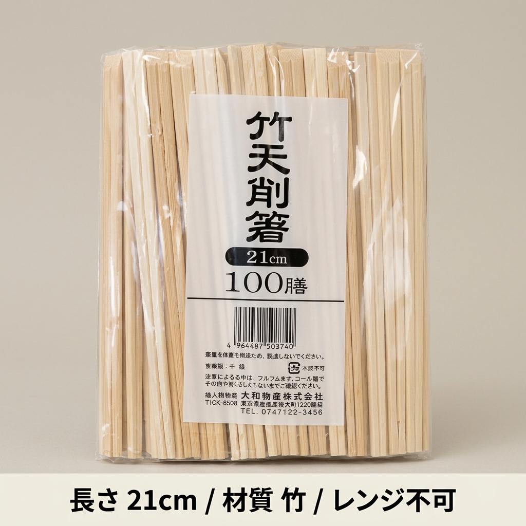 大和物産　割箸　天削箸21cm（100枚入）の画像