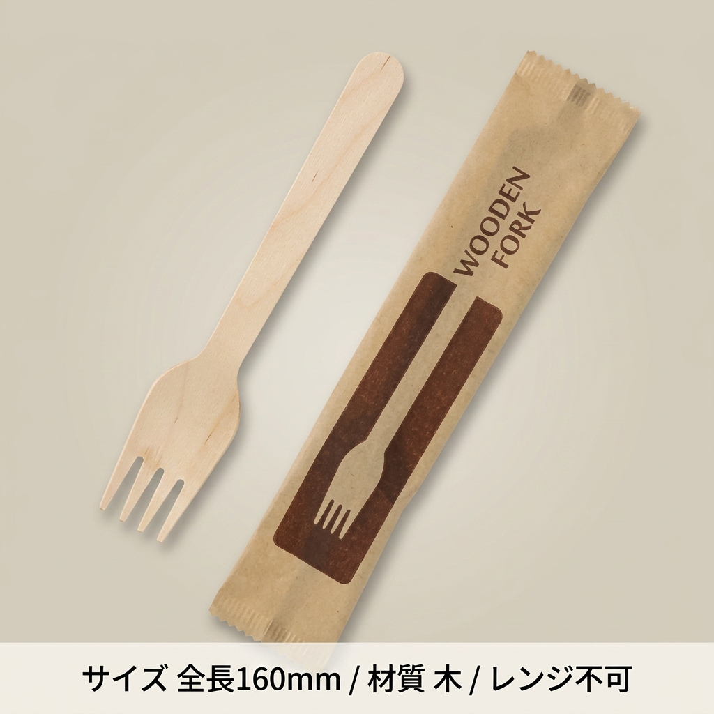 木製フォーク１６０ｍｍ未晒紙完封 (１００本入)の画像