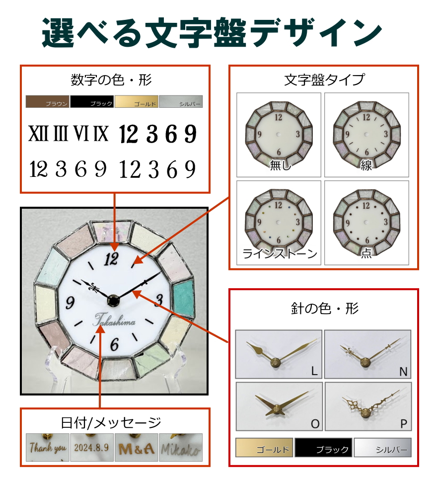 最短納品　ステントグラス三連時計　結婚式両親ギフト　両親贈呈品　の画像