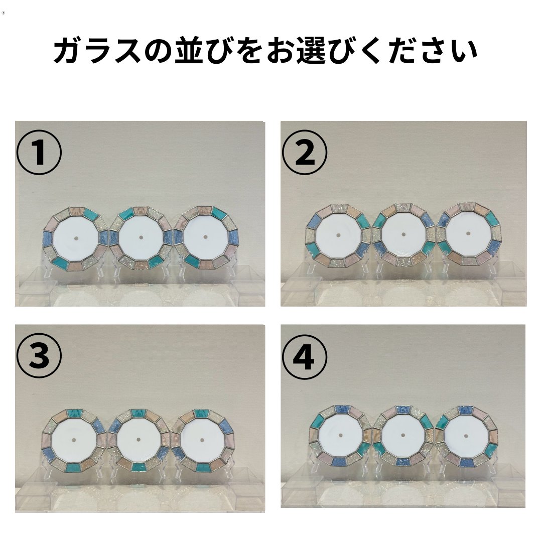 結婚式両親ギフト 感謝の気持ちをカタチにする　三連ステントグラス時計　【つながる時計】　　お好みの時計に仕上げますの画像