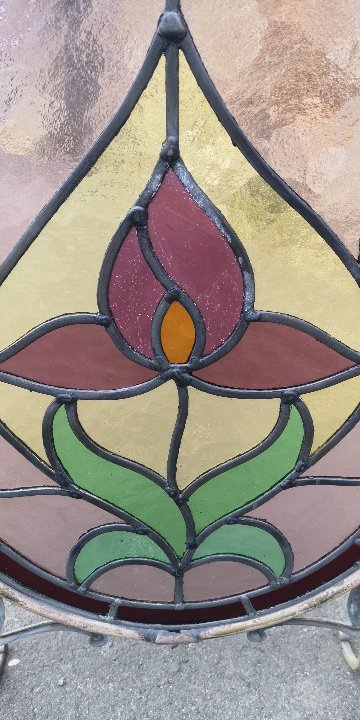 Brass stained glass fire screen画像