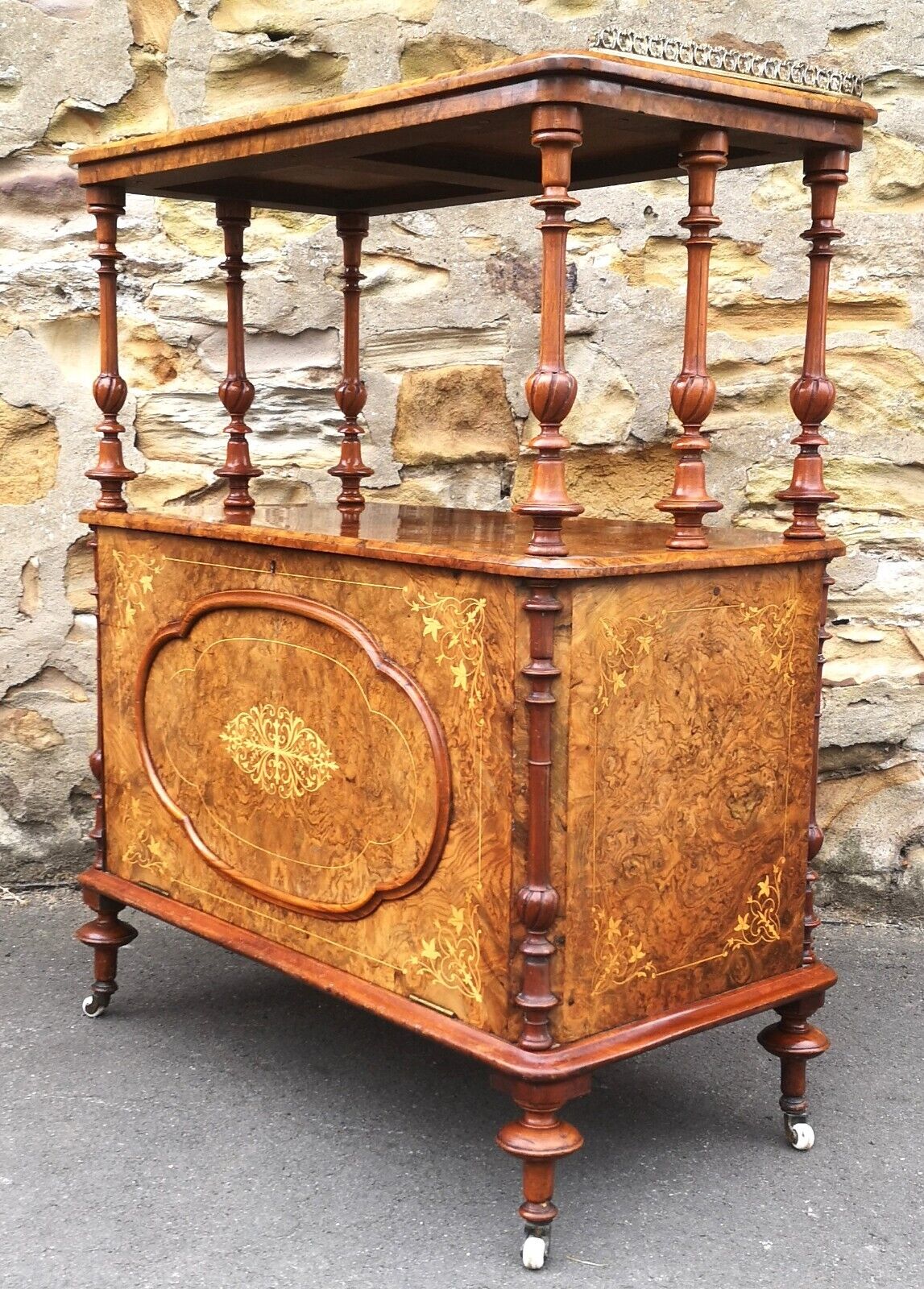Victorian Inlaid Walnut Canterbury画像
