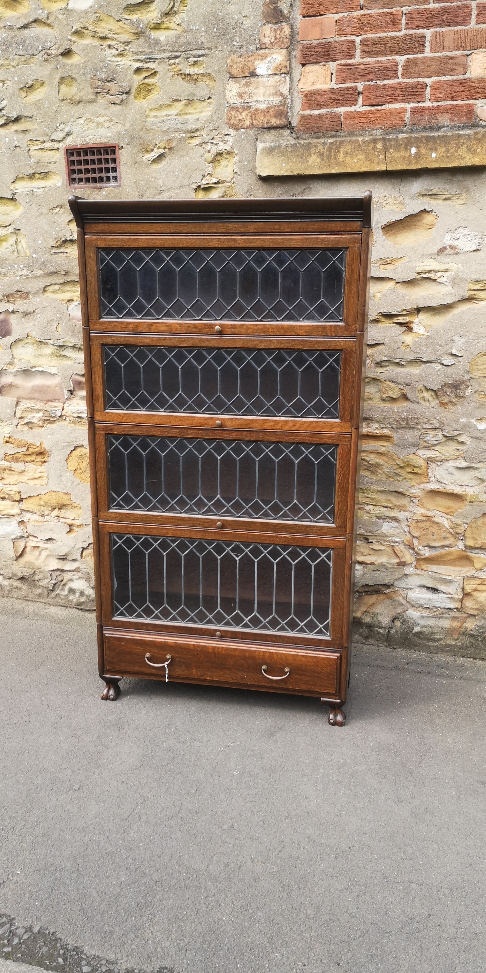 Oak leaded stacking bookcase画像