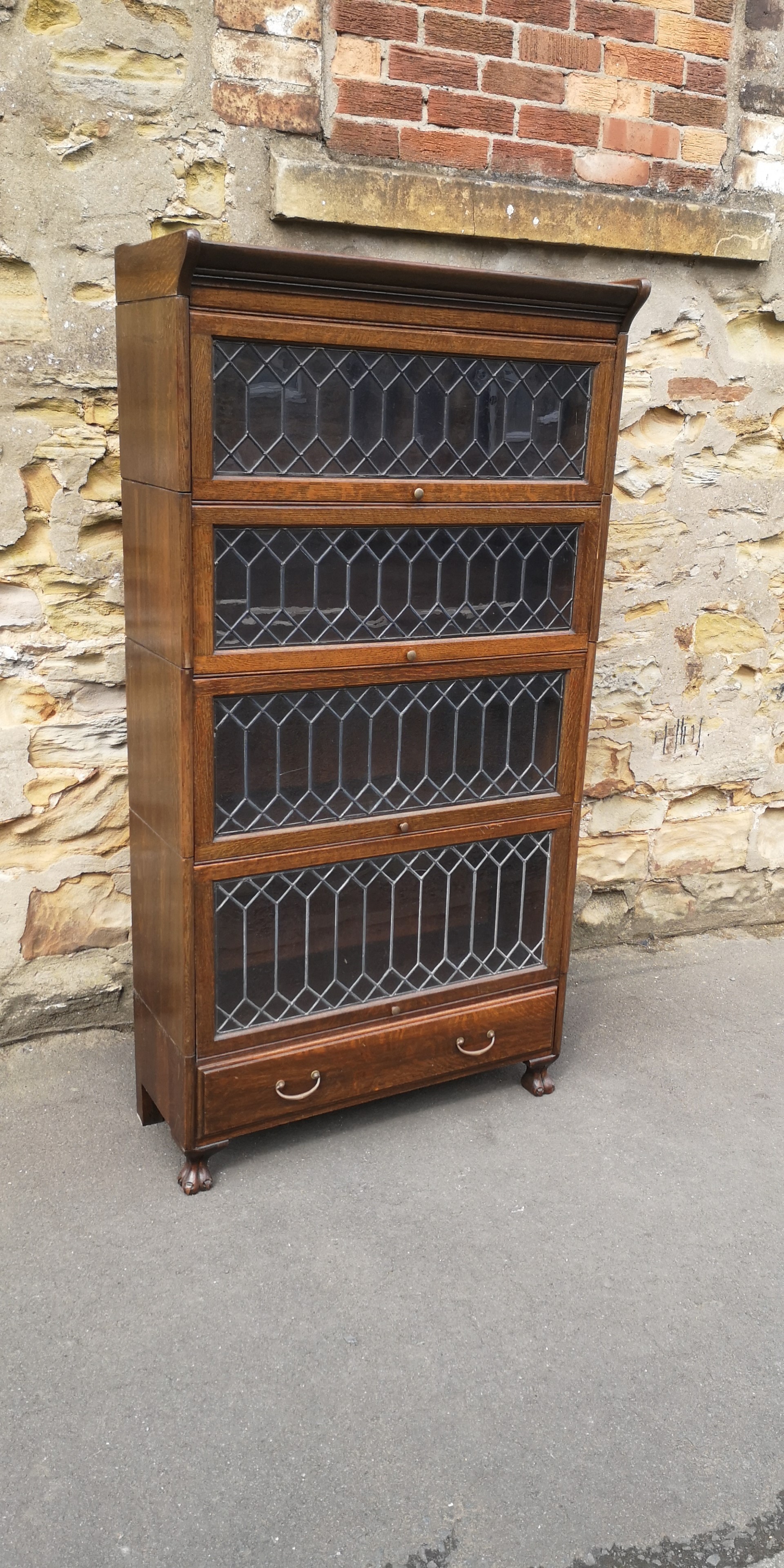 Oak leaded stacking bookcase画像