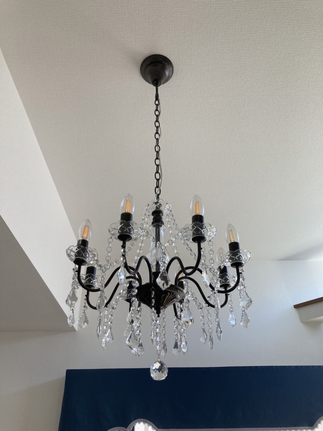 Black iron chandelier (8 lights)画像