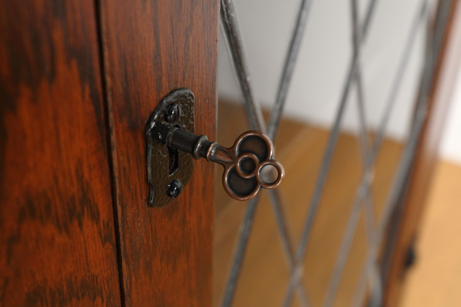 Oak leaded door bookcaseの画像