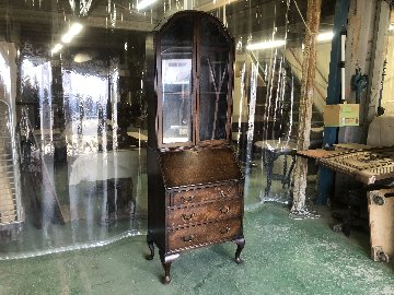 Queen Anne Style England Oak Bureau Bookcaseの画像