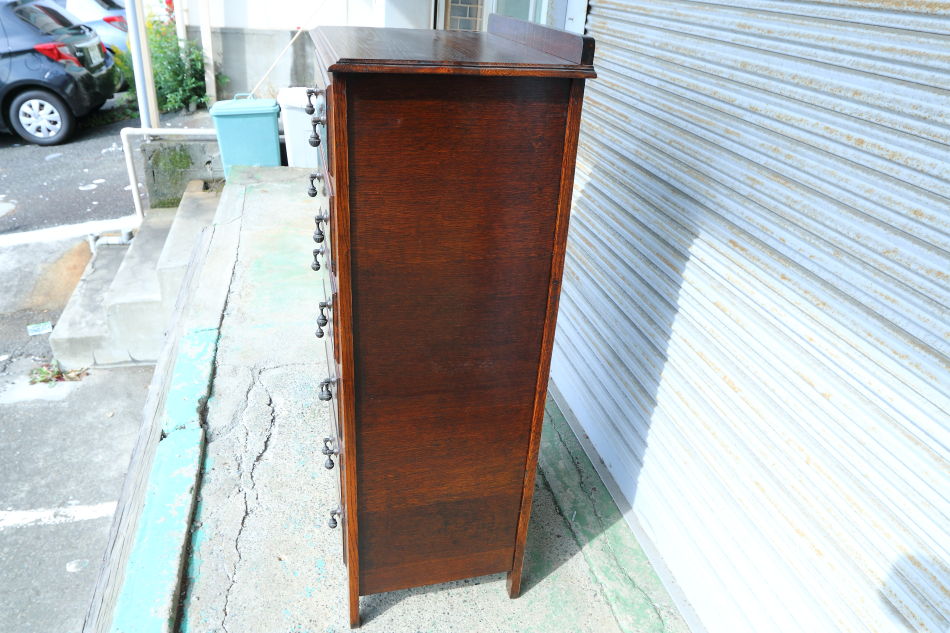 Art Deco style oak tall chest of 6 drawersの画像