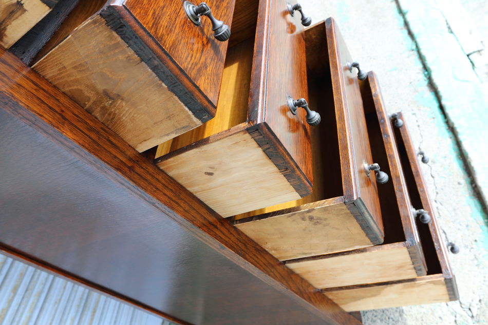 Art Deco style oak tall chest of 6 drawersの画像