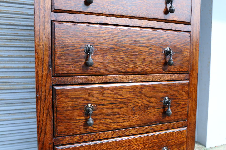 Art Deco style oak tall chest of 6 drawersの画像