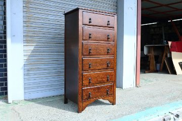 Art Deco style oak tall chest of 6 drawersの画像