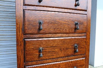 Art Deco style oak tall chest of 6 drawersの画像