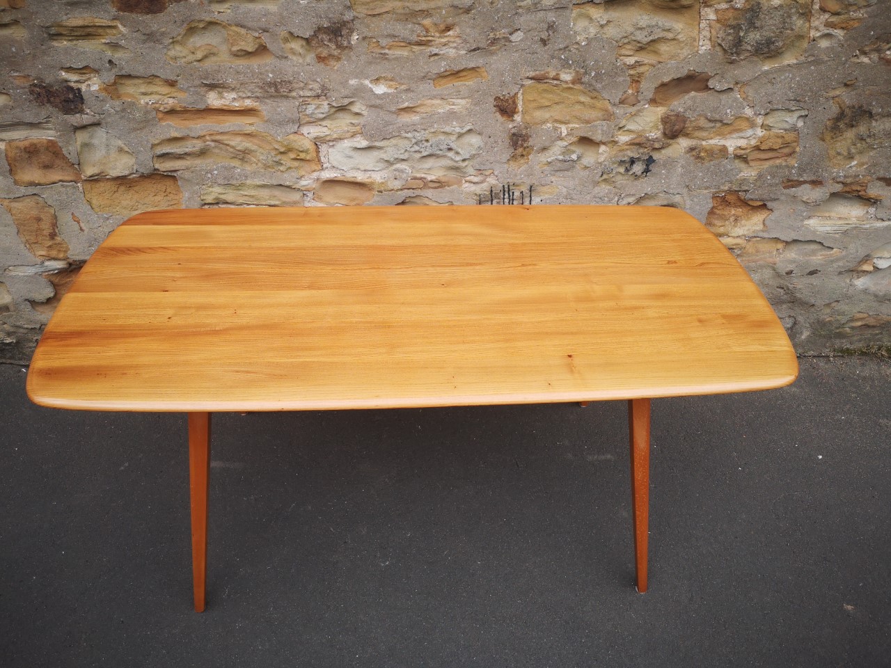 Ercol plank table & 6 Windsor chairs画像