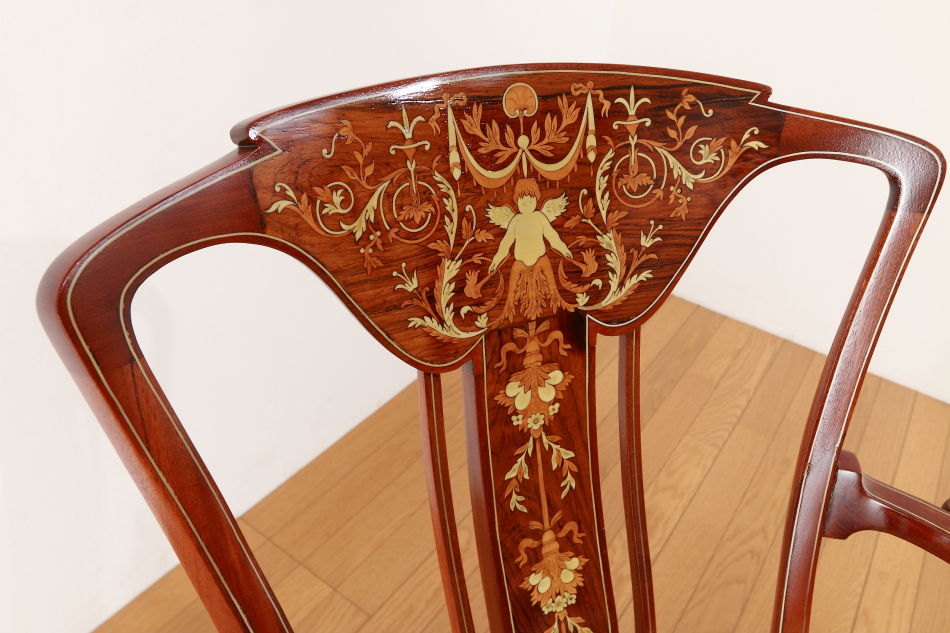 Edwardian inlaid mahogany chairの画像