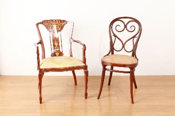 Edwardian inlaid mahogany chairの画像