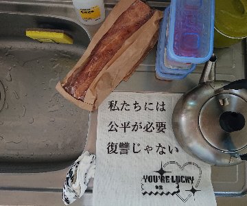 かや生地布巾　私たちには公平が必要、復讐じゃない、あなたツイてるねの画像