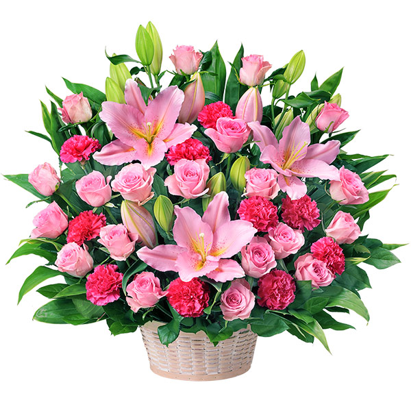ピンク系のデザイナーおまかせ 豪華なアレンジメント　525149の画像