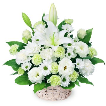 お供えアレンジ　524284　白系デザイナーお任せアレンジの画像