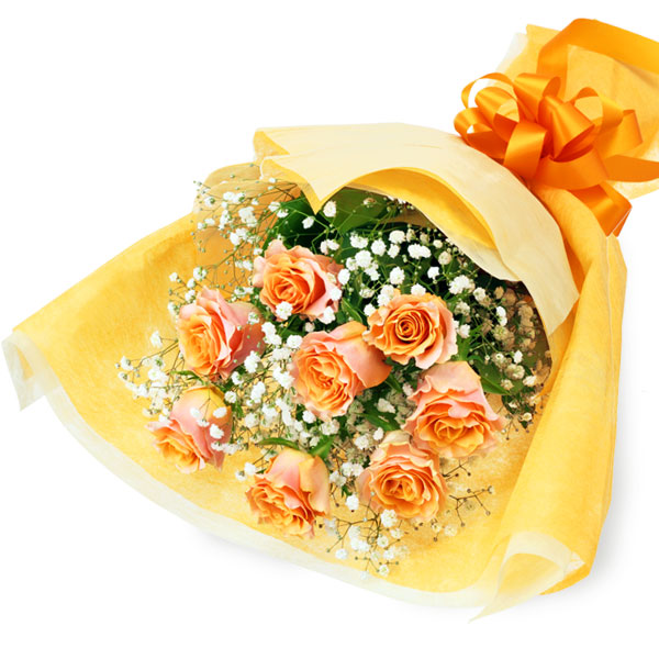 オレンジバラの花束　525105の画像